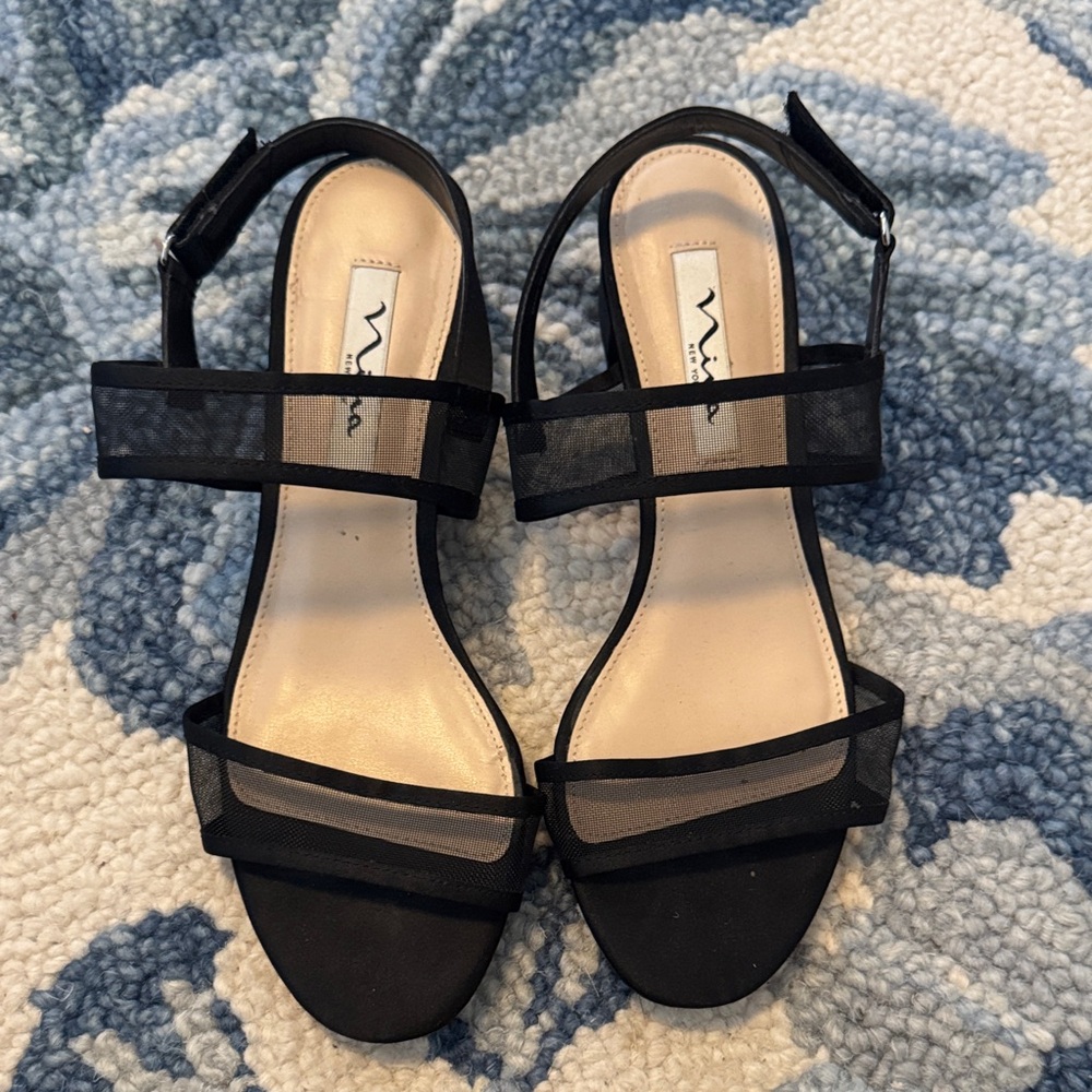 Nina Black Mesh Strap Sandals
